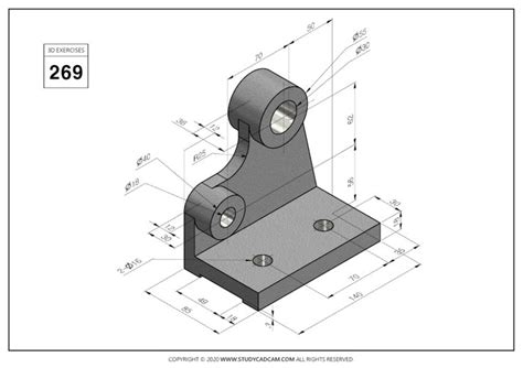 3D CAD EXERCISES 269 - STUDYCADCAM | Technical drawing, Cad drawing, Cad programs