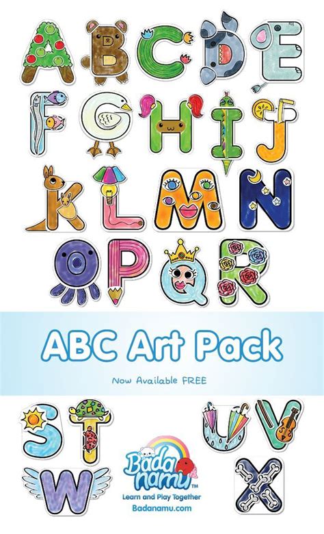 Fun ABCs art pack is now available free in Badanamu.com! | Preschool letter crafts, Alphabet ...