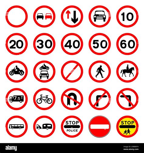 A collection of red circle 'have to be obeyed' road signs Stock Photo ...