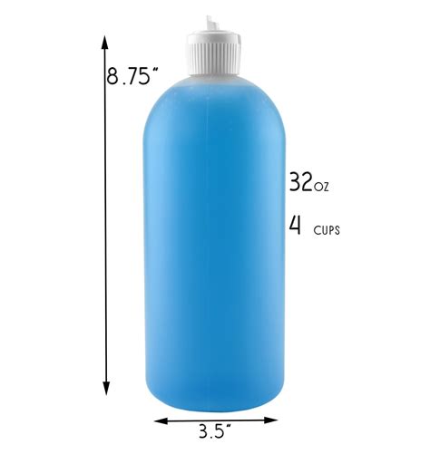 32-Ounce Flip Top Plastic Squeeze Bottles (4-Pack); Spout Style Tops - Water Bottles & Cages