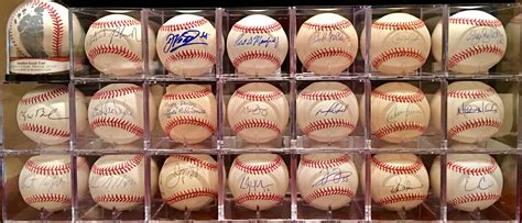 My signed baseball collection and still adding. | Baseballs, Baseball, Cards