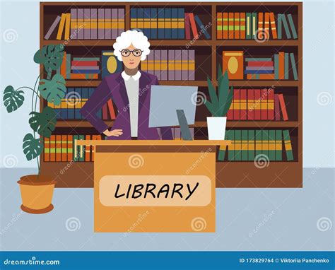 Librarian. Library Staff Cataloguing And Sorting Books Vector Illustration | CartoonDealer.com ...