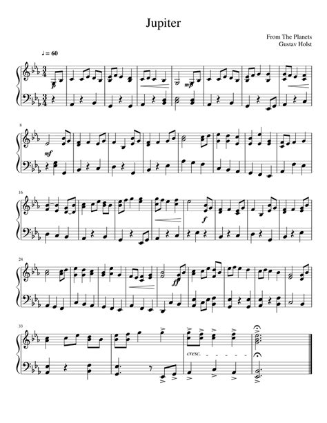 Jupiter Sheet music for Piano (Solo) | Musescore.com