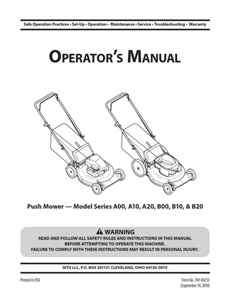 Lawn Mower Manual | Lawn Mower | Internal Combustion Engine | Free 30-day Trial | Scribd