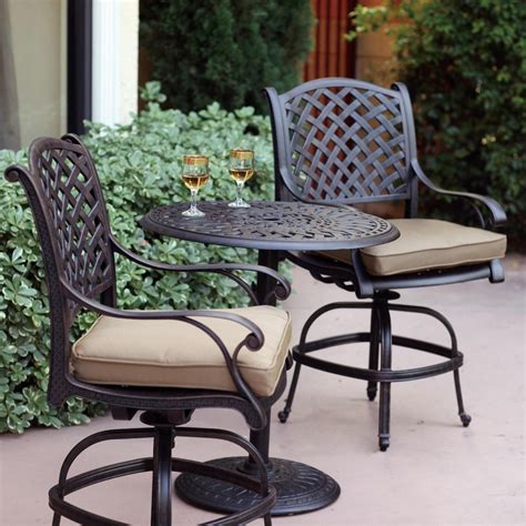 Darlee Nassau 3 Piece Cast Aluminum Patio Counter Height Bar Set With ...