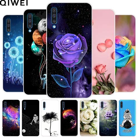 For Samsung A50 Case 2019 Clear Soft TPU Flowers Silicone Cover For Samsung Galaxy A30 A50 A 50 ...