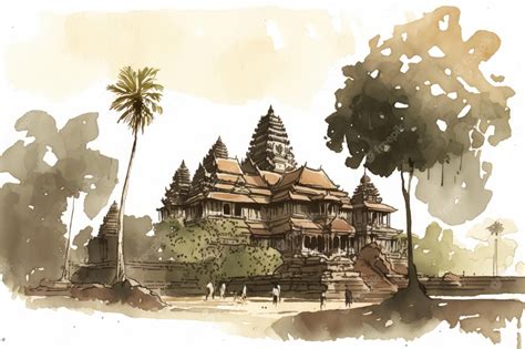 Premium Photo | Watercolor painting of angkor wat - generated art