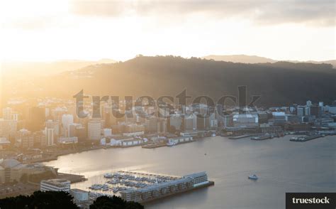 Aerial Wellington Harbour view by James Stonley - Truestock