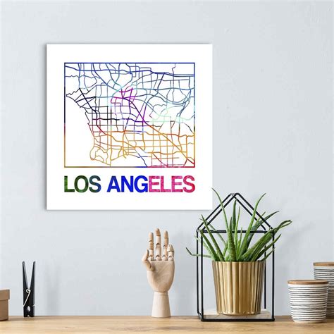 Los Angeles Watercolor Street Map Wall Art, Canvas Prints, Framed ...