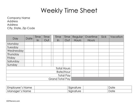 FREE Timesheet Template Printables: Word, Excel, Editable PDF or Image