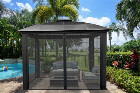 Paragon 11x11 Siena Hard Top with Sliding Screen Gazebo – The Better Backyard