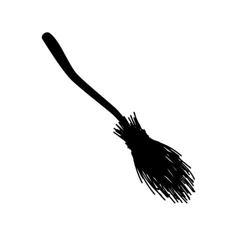 Magic black broom silhouette. Creepy symbol of magical witch flight and witchcraft rituals ...