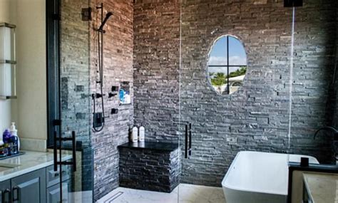 Stacked Stone Shower Wall Tile - We offer porcelain tile that looks ...