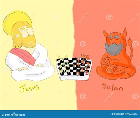 Jesus And Satan Board Of Game Stock Illustration - Image: 55053825