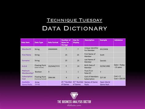 Business Data Dictionary Template – PARAHYENA