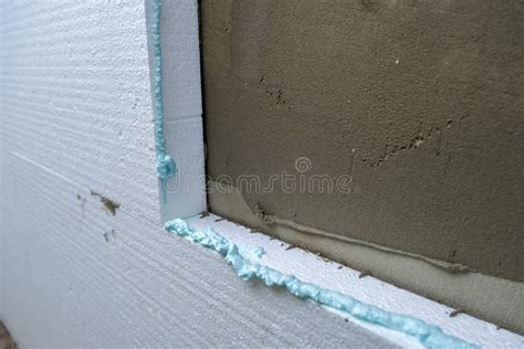 Installation of Styrofoam Insulation Sheets on House Facade Wall for ...