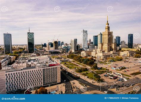 Warsaw City Center in Poland with Palace of Culture and Science ...