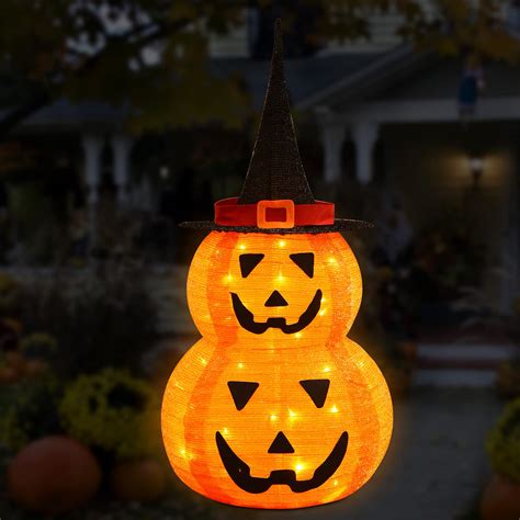 Buy 3Ft Pumpkin Lights Outdoor/Indoor with Built-in LED Lights, Lighted Stacked Pumpkins with ...