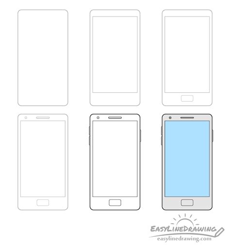 How to Draw a Mobile Phone Step by Step - EasyLineDrawing