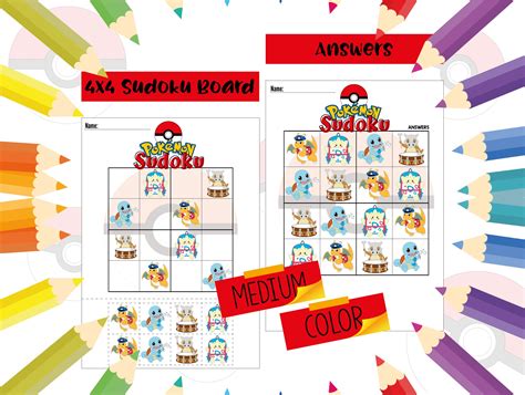 PRINTABLE Pokemon 4x4 Sudoku, Sudoku for Kids, Educational Printable ...