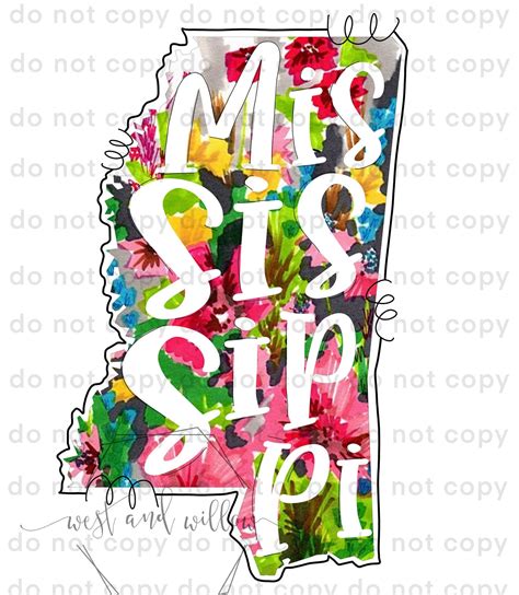 Mississippi MS state Mississippi state design floral | Etsy