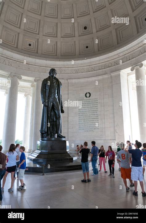 Bronze statue of Thomas Jefferson inside the Jefferson Memorial in ...