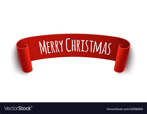 Paper curved label with merry christmas sign Vector Image