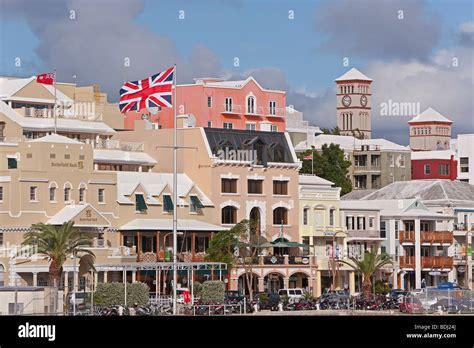 Bermuda, Hamilton, City of Hamilton, Front street and central Hamilton Stock Photo - Alamy