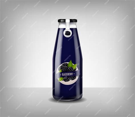 Premium Vector | Realistic glass bottle of blueberry juice drink isolated