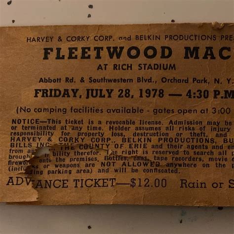 Fleetwood Mac Vintage Ticket - Etsy