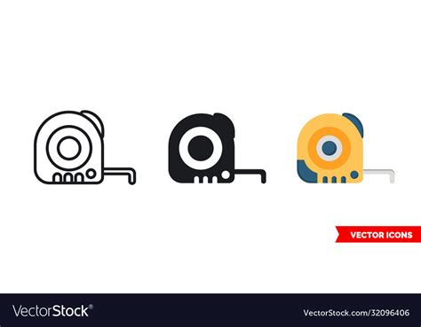 Tape measure icon 3 types isolated sign Royalty Free Vector