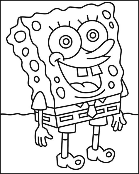 Draw SpongeBob SquarePants Tutorial and SpongeBob Coloring Page