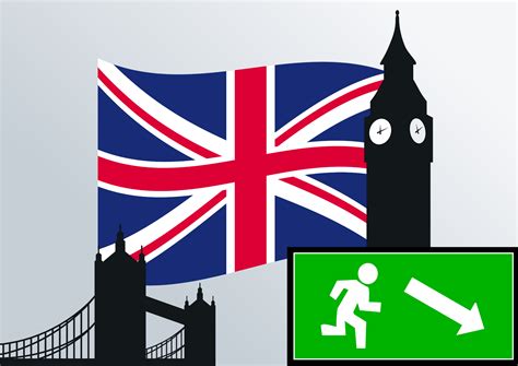 UK flag and a green exit sign free image download