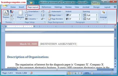 Microsoft Office Word 2007-Learn the Page Layout Tab in MS Word | IT ...