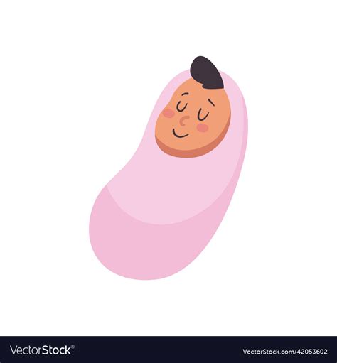 Flat baby in pink blanket Royalty Free Vector Image