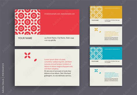 Patterned Business Card in 3 Color Palettes Stock Template | Adobe Stock