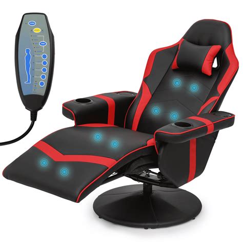 MoNiBloom Red Racing Gaming Chair with Bluetooth Speakers, Adjustable ...