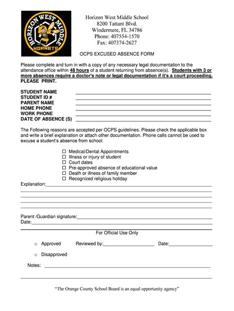 Horizon West Middle School Form - Fill Out and Sign Printable PDF Template | airSlate SignNow