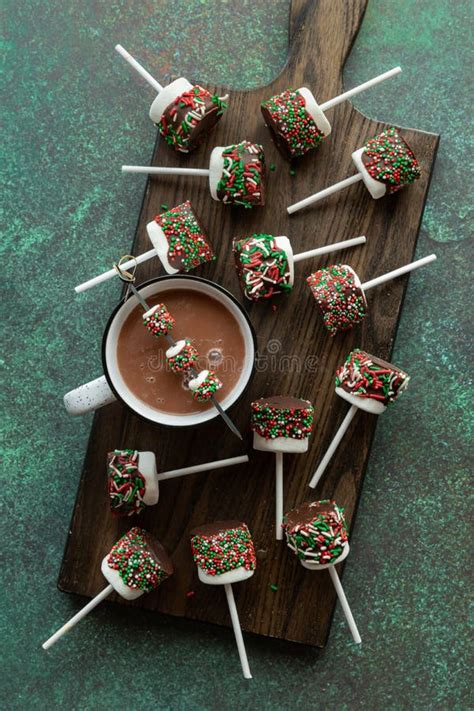 Chocolate Dipped Marshmallows Covered in Sprinkles, Served with Hot ...