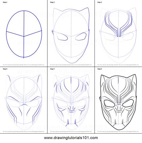 How to Draw Black Panther Mask printable step by step drawing sheet ...