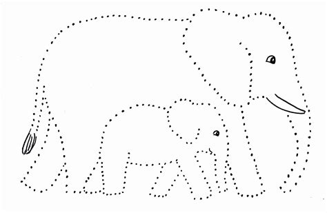 Elephant and Baby Dot Drawing - Samantha Bell Printable String Art ...