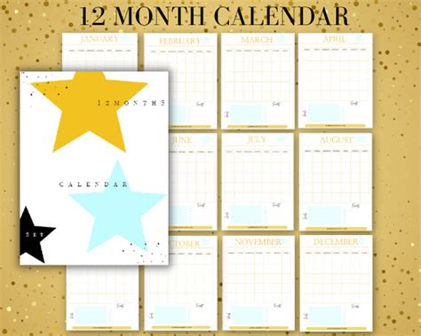 12 Month Calendar, Printable Calendar, Calendar Templates, Organized ...