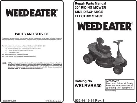 Weed Eater Welrvba30 Users Manual IPL, WEEDEATER, WELRVBA30, 2011 02, 532441984, NAen, 96026000100