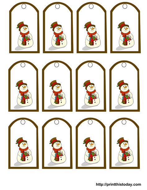 Free Printable Snowman Christmas Gift Tags