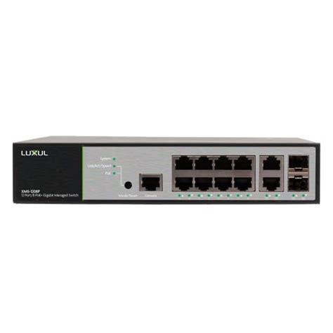 12 Port/ 8 PoE+ Front-Facing Rackmount Switch with US Power Cord - VideoLink®