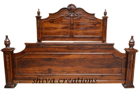 Carved sheesham wood bed India | Bed designs pictures, Wooden bed ...