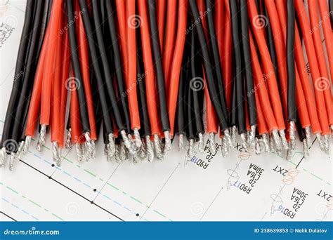 Colored Copper Electrical Wires on the Schematic Diagram. Stock Image ...