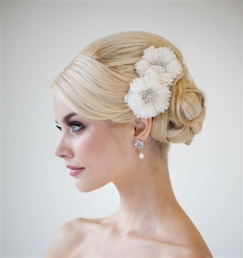 Bridal Flower Headpiece Wedding Hair Clips Lace Bridal