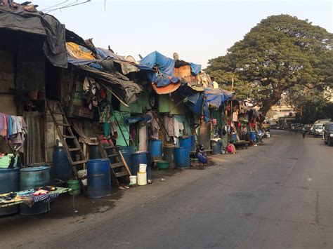 Mumbai’s street slums, composed of an upper and lower level. All bathroom and bathing needs take ...