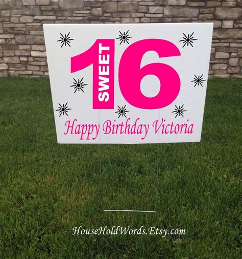 Sweet 16 Birthday Party Yard Sign Custom 16th Birthday Party - Etsy